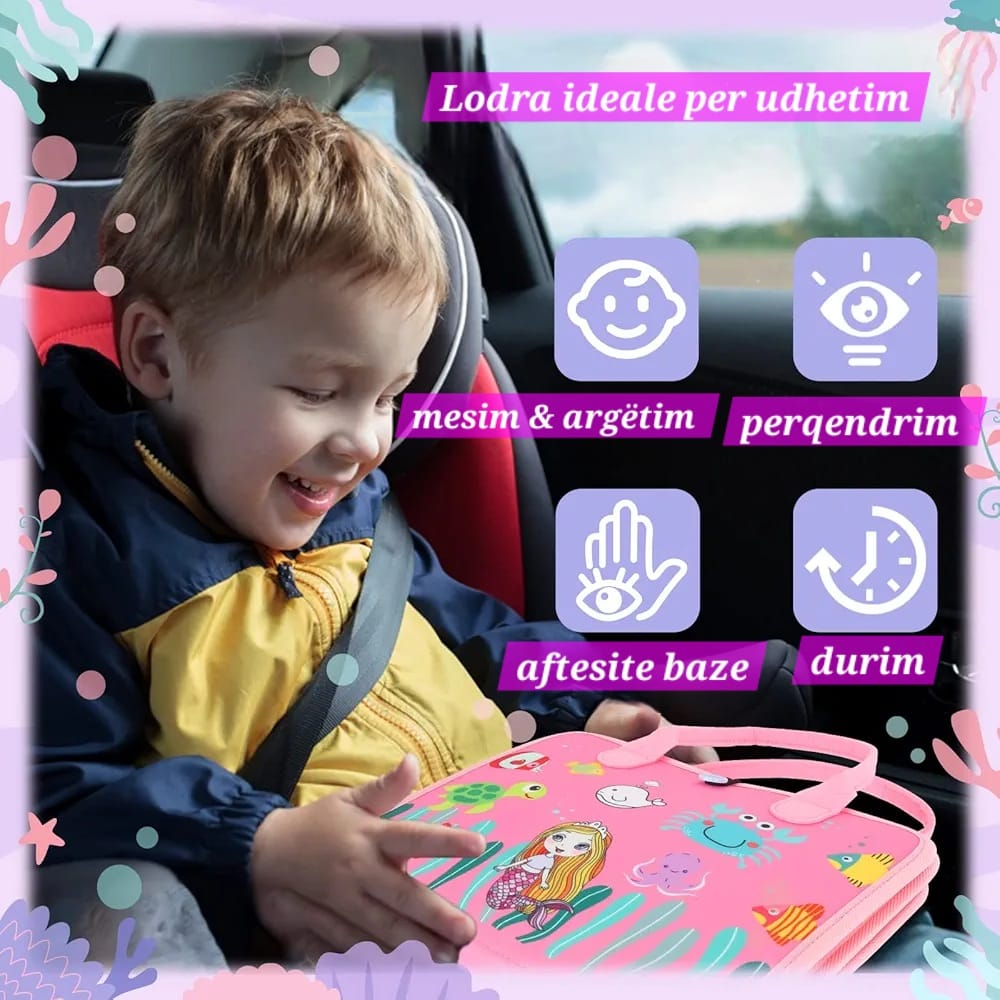 Busy Board Montessori rozë, çantë me aktivitete për fëmijë, foto 11