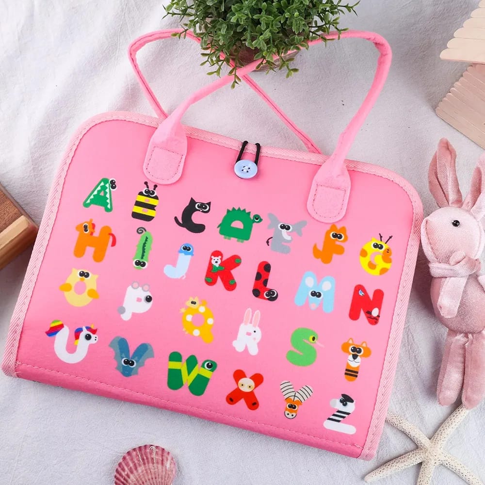 Canta e Aktiviteteve Busy Board Montessori - Roze