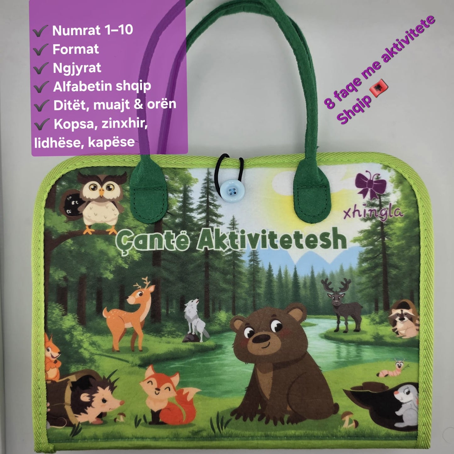 Cante Aktivitetesh Busy Board Montessori, 100% ne Shqip