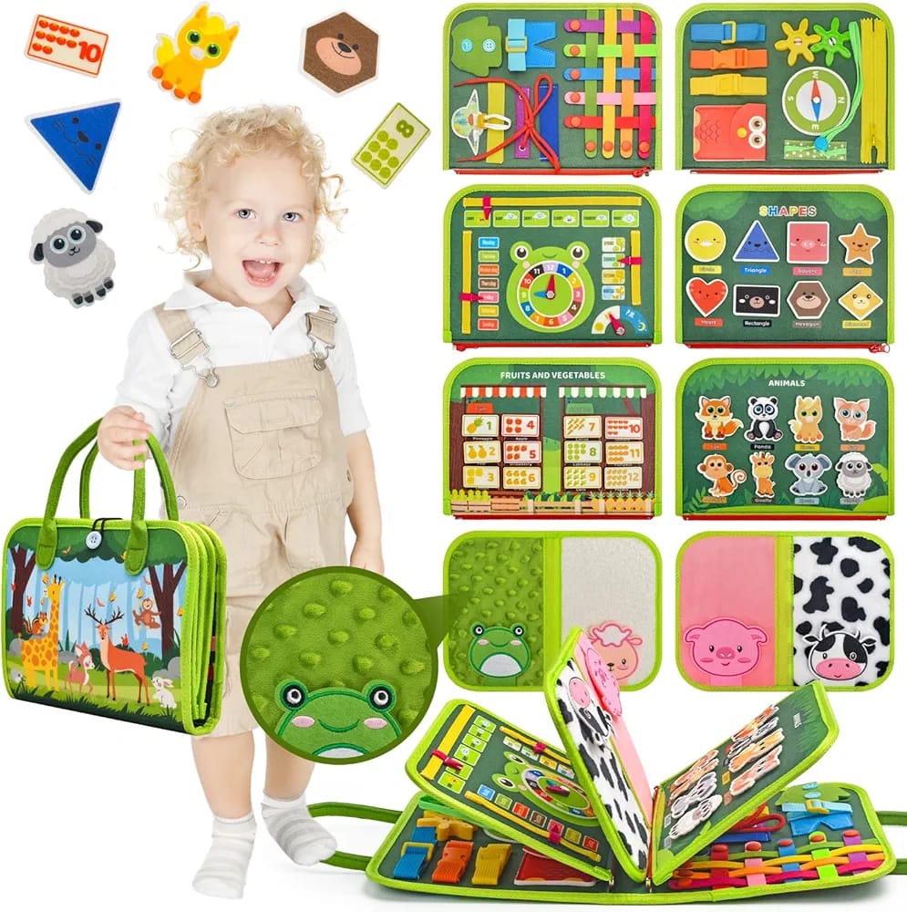 Montessori Busy Board Green - 8 Pages