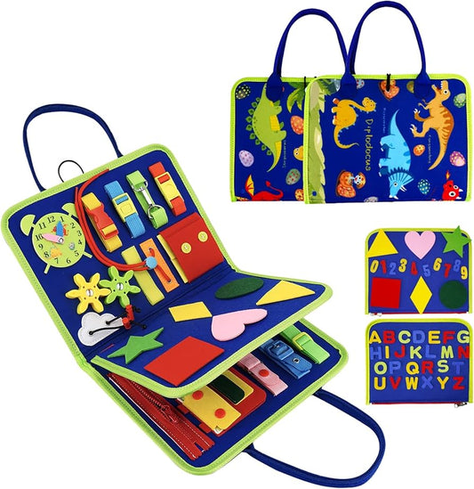 Canta e Aktiviteteve Busy Board Montessori - Blu