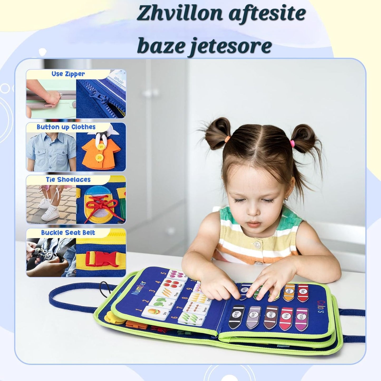 7 ne 1 Canta e Aktiviteteve Busy Board Montessori