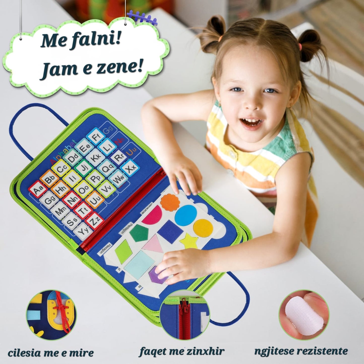 7 ne 1 Canta e Aktiviteteve Busy Board Montessori