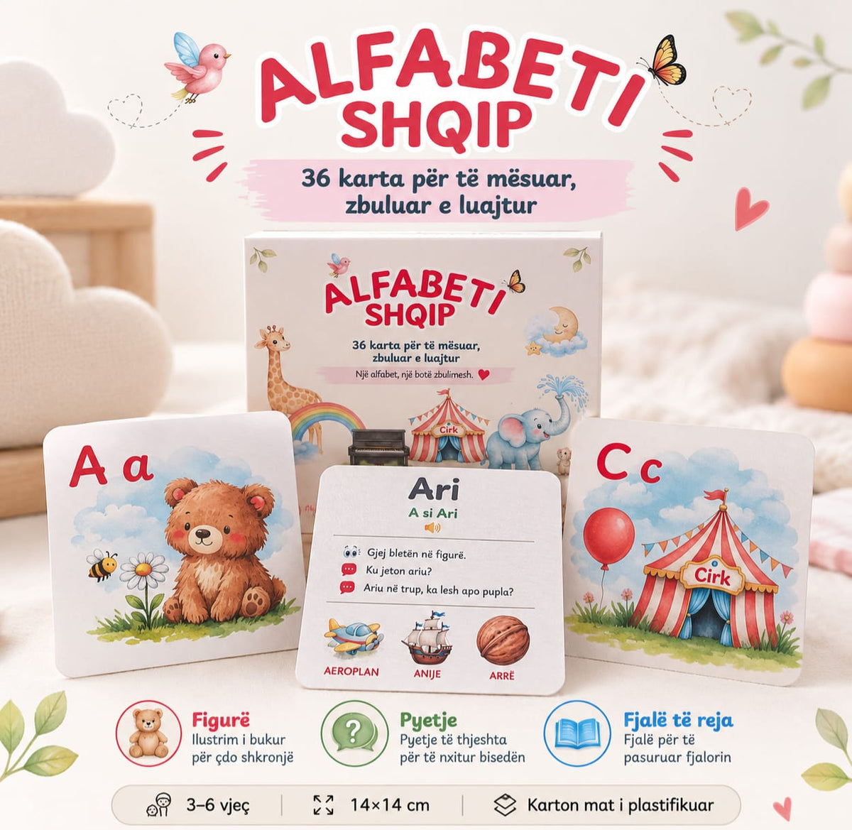 Alfabeti shqip, 36 karta për fëmijë