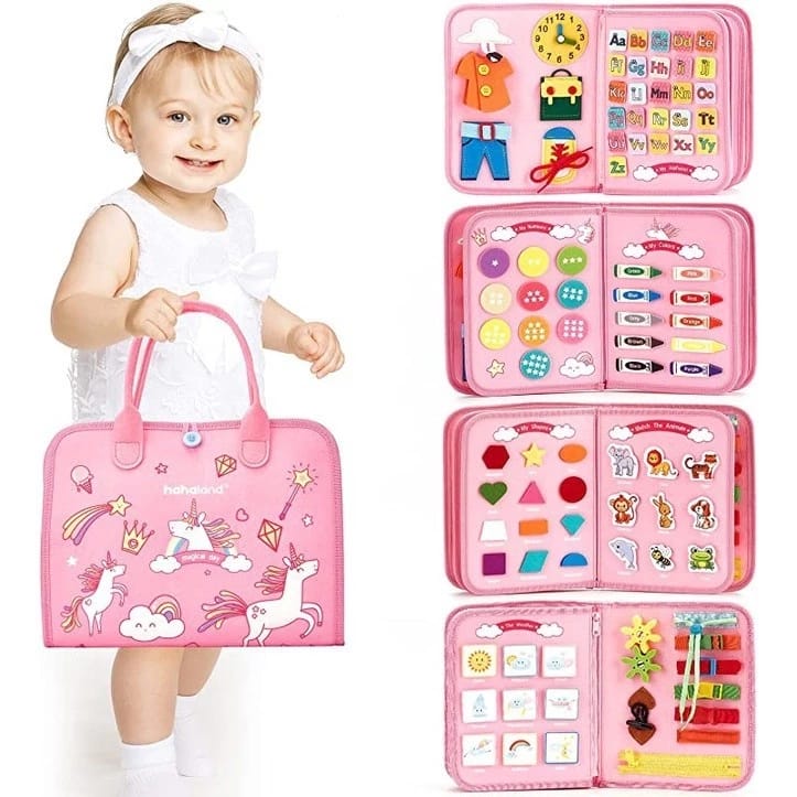 7 ne 1 Canta e Aktiviteteve Busy Board Montessori