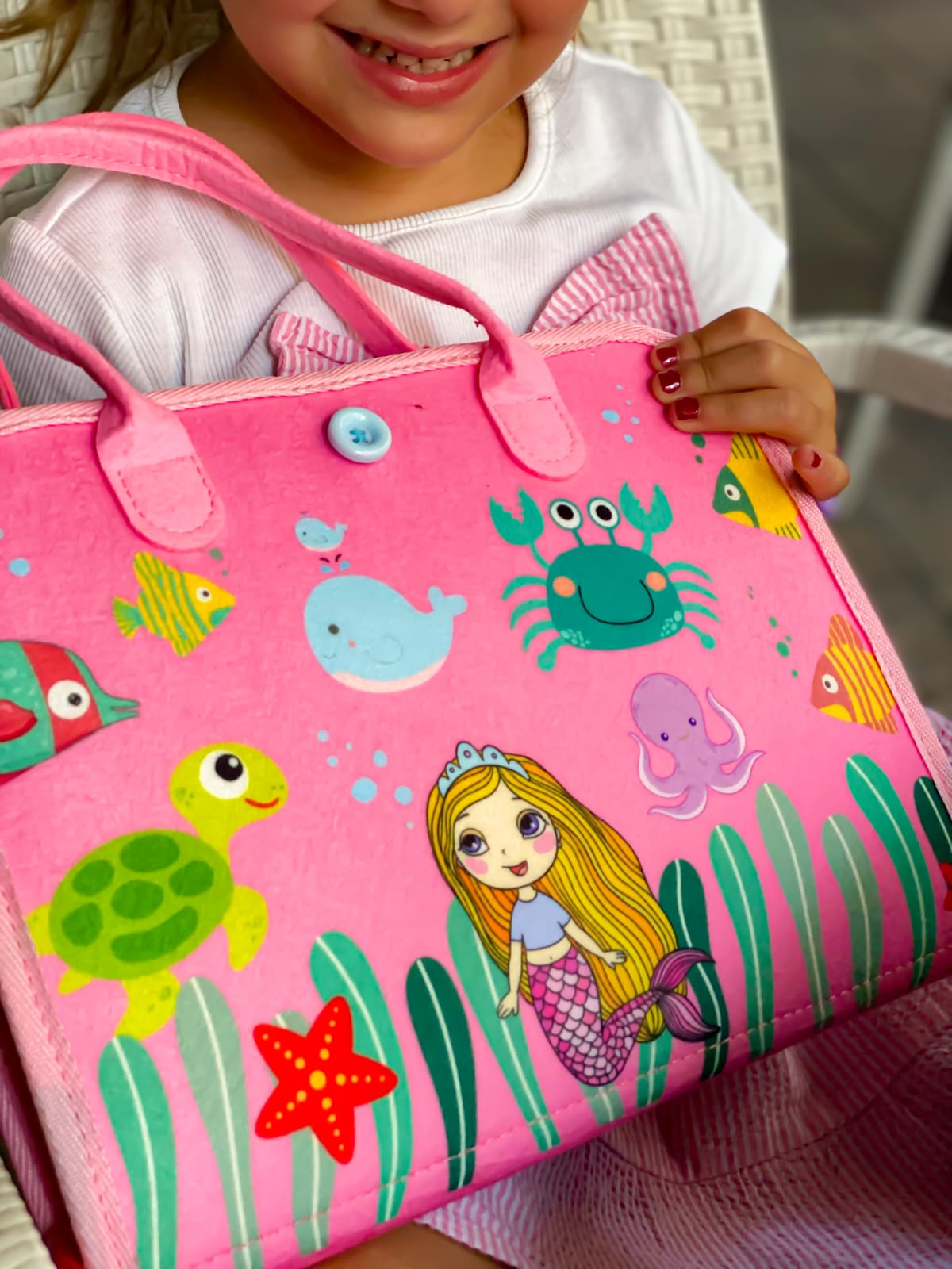 Canta e Aktiviteteve Busy Board Montessori - Roze