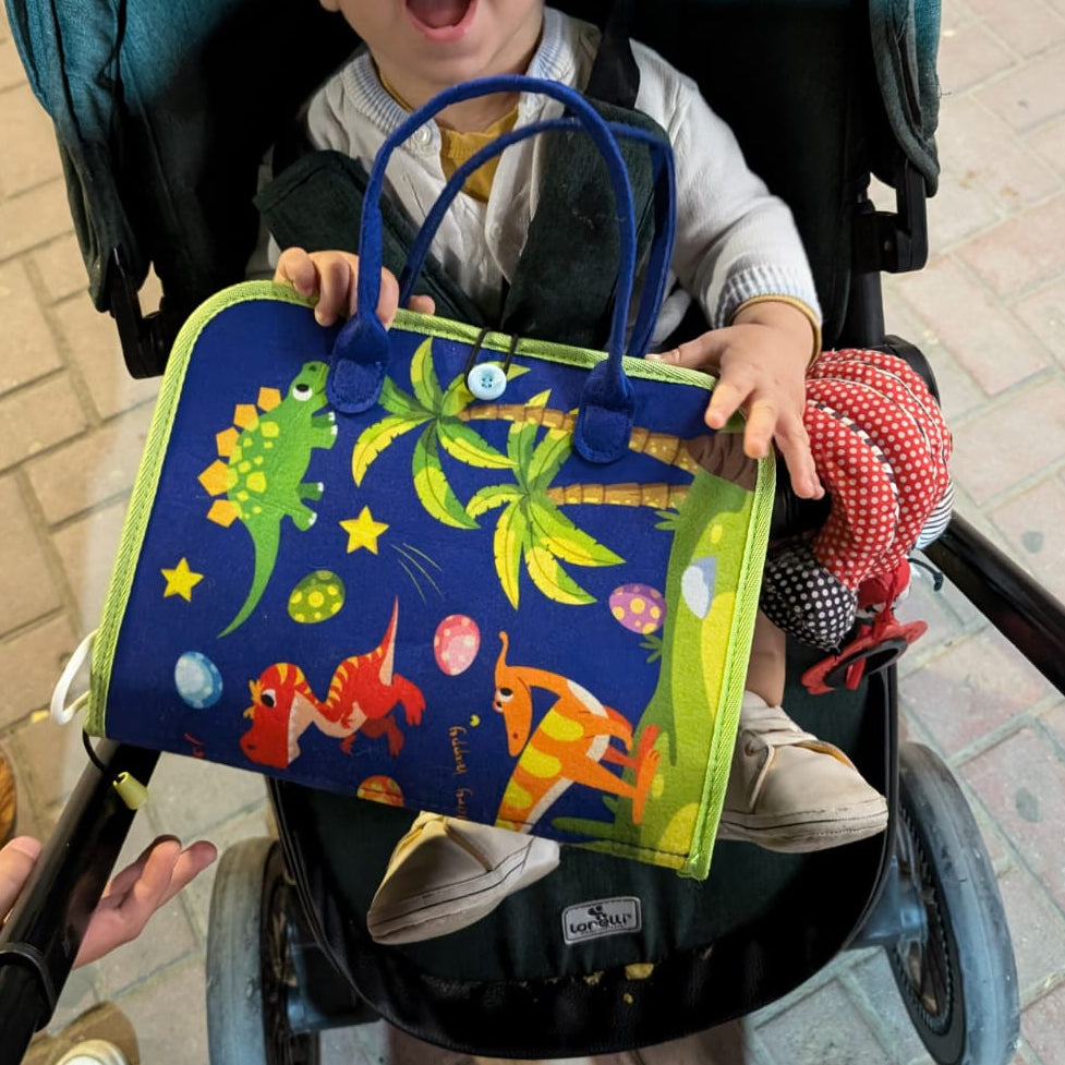 Canta e Aktiviteteve Busy Board Montessori - Blu